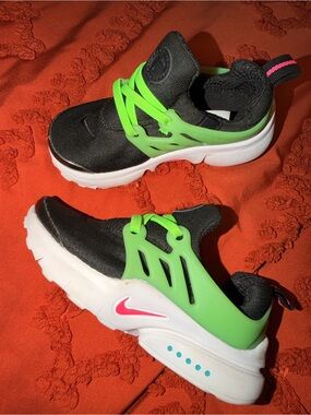 Nike Kids Black Sneakers with Neon Green Cage & Pink Swoosh